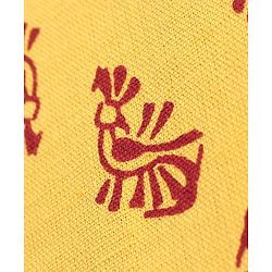 Pine Kids Full Sleeves Printed Kurta Nehru Jacket & Pyjama with Mask - Yellow Maroon