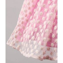 Pine Kids Sleeveless Frock with Nylon Mesh Embroidery All Over - Pink