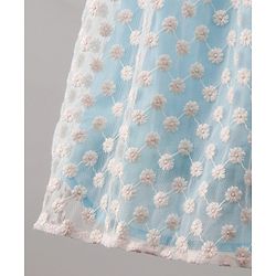 Pine Kids Sleeveless Frock with Nylon Mesh Embroidery All Over - Blue