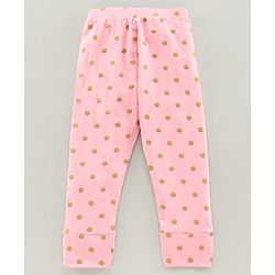 Pine Kids Mid Calf Length Organic Cotton Biowashed Leggings Glitter Polka Dot Print - Pink