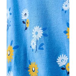 Pine Kids Flutter Sleeves Biowased Knitted Tee Floral Print - Blue