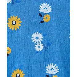 Pine Kids Flutter Sleeves Biowased Knitted Tee Floral Print - Blue