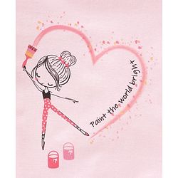 Pine Kids Short Sleeves Biowashed Top Heart Print - Pink