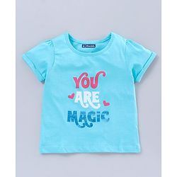 Pine Kids Half Sleeves Biowash Tees Text Print Pack of 2 - Green Blue
