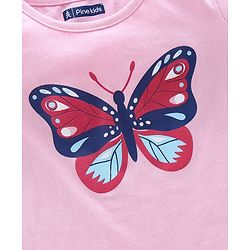 Pine Kids Half Sleeves Knitted Bio Wash Top Butterfly Print Pack of 2 - Blue Pink