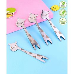 Pine Kids Stainless Steel Fruit Fork Pack of 4 - Length 12.5 cm Each