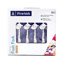 Pine Kids Stainless Steel Fruit Fork Pack of 4 - Length 12.5 cm Each