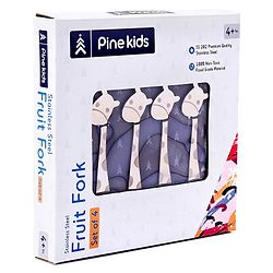 Pine Kids Stainless Steel Fruit Fork Pack of 4 - Length 12.5 cm Each