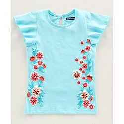 Pine Kids Volume Sleeves Top Floral Print - Blue