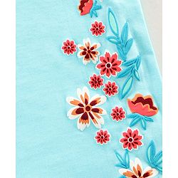 Pine Kids Volume Sleeves Top Floral Print - Blue