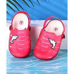 Pine Kids Clogs with Backstrap Dolphin Patch - Red