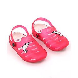 Pine Kids Clogs with Backstrap Dolphin Patch - Red