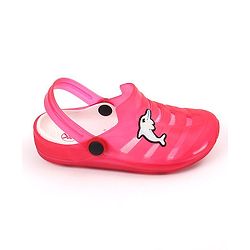 Pine Kids Clogs with Backstrap Dolphin Patch - Red