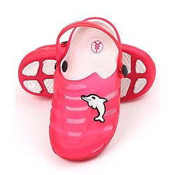 Pine Kids Clogs with Backstrap Dolphin Patch - Red