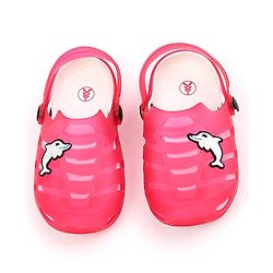 Pine Kids Clogs with Backstrap Dolphin Patch - Red