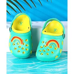 Pine Kids Clogs with Backstrap Rainbow Patch - Light Green Yellow