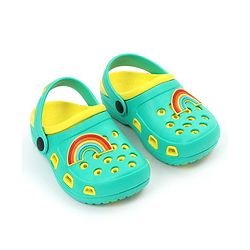 Pine Kids Clogs with Backstrap Rainbow Patch - Light Green Yellow