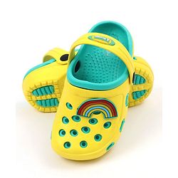 Pine Kids Clogs with Backstrap Rainbow Patch - Light Green Yellow