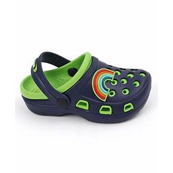Pine Kids Clogs with Backstrap Rainbow Patch - Light Green Yellow