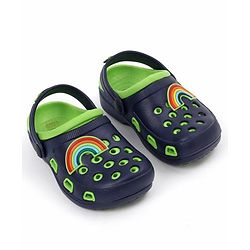 Pine Kids Clogs with Backstrap Rainbow Patch - Light Green Yellow