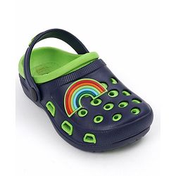 Pine Kids Clogs with Backstrap Rainbow Patch - Light Green Yellow
