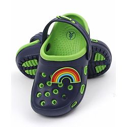 Pine Kids Clogs with Backstrap Rainbow Patch - Light Green Yellow
