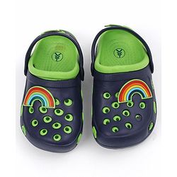 Pine Kids Clogs with Backstrap Rainbow Patch - Light Green Yellow