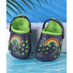 Pine Kids Clogs with Backstrap Rainbow Patch - Light Green Yellow