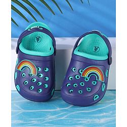 Pine Kids Clogs with Backstrap Rainbow Patch - Blue Green