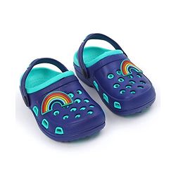 Pine Kids Clogs with Backstrap Rainbow Patch - Blue Green