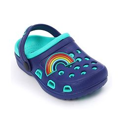 Pine Kids Clogs with Backstrap Rainbow Patch - Blue Green