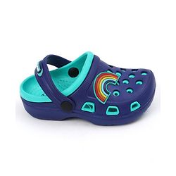 Pine Kids Clogs with Backstrap Rainbow Patch - Blue Green