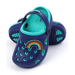 Pine Kids Clogs with Backstrap Rainbow Patch - Blue Green