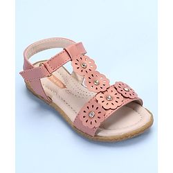 Pine Kids Laser Cut Flowers Sandals - Rose Gold