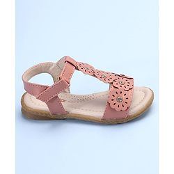 Pine Kids Laser Cut Flowers Sandals - Rose Gold