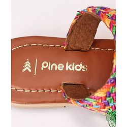 Pine Kids Ethnic Wear Chappal Fringe Detailing  - Brown