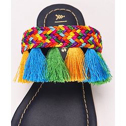 Pine Kids Ethnic Wear Chappal Fringe Detailing  - Navy Blue