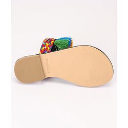 Pine Kids Ethnic Wear Chappal Fringe Detailing  - Brown