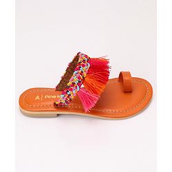 Pine Kids Ethnic Wear Chappal Fringe Detailing  - Navy Blue
