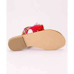 Pine Kids Ethnic Wear Chappal Fringe Detailing  - Navy Blue