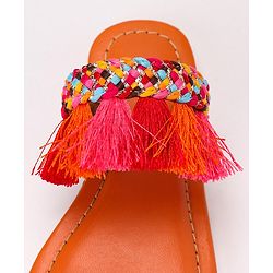 Pine Kids Ethnic Wear Chappal Fringe Detailing  - Navy Blue