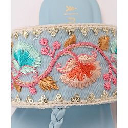 Pine Kids Ethnic Wear Chappal Floral Embroidery  - Pink