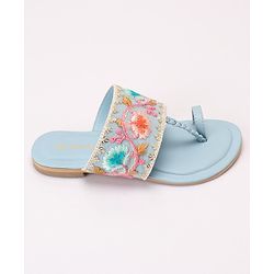 Pine Kids Ethnic Wear Chappal Floral Embroidery  - Pink