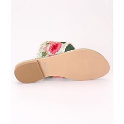 Pine Kids Ethnic Wear Chappal Floral Embroidery  - Light Green