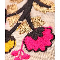 Pine Kids Ethnic Wear Sandals Floral Embroidery - Beige Brown