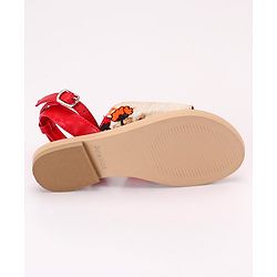 Pine Kids Ethnic Wear Sandals Floral Embroidery - Beige Brown