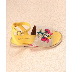 Pine Kids Ethnic Wear Sandals Floral Embroidery - Yellow