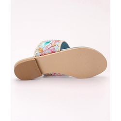 Pine Kids Ethnic Chappals Floral Embroidery - Blue