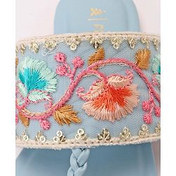 Pine Kids Ethnic Chappals Floral Embroidery - Blue