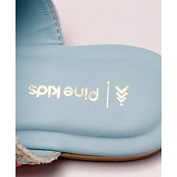 Pine Kids Ethnic Chappals Floral Embroidery - Blue